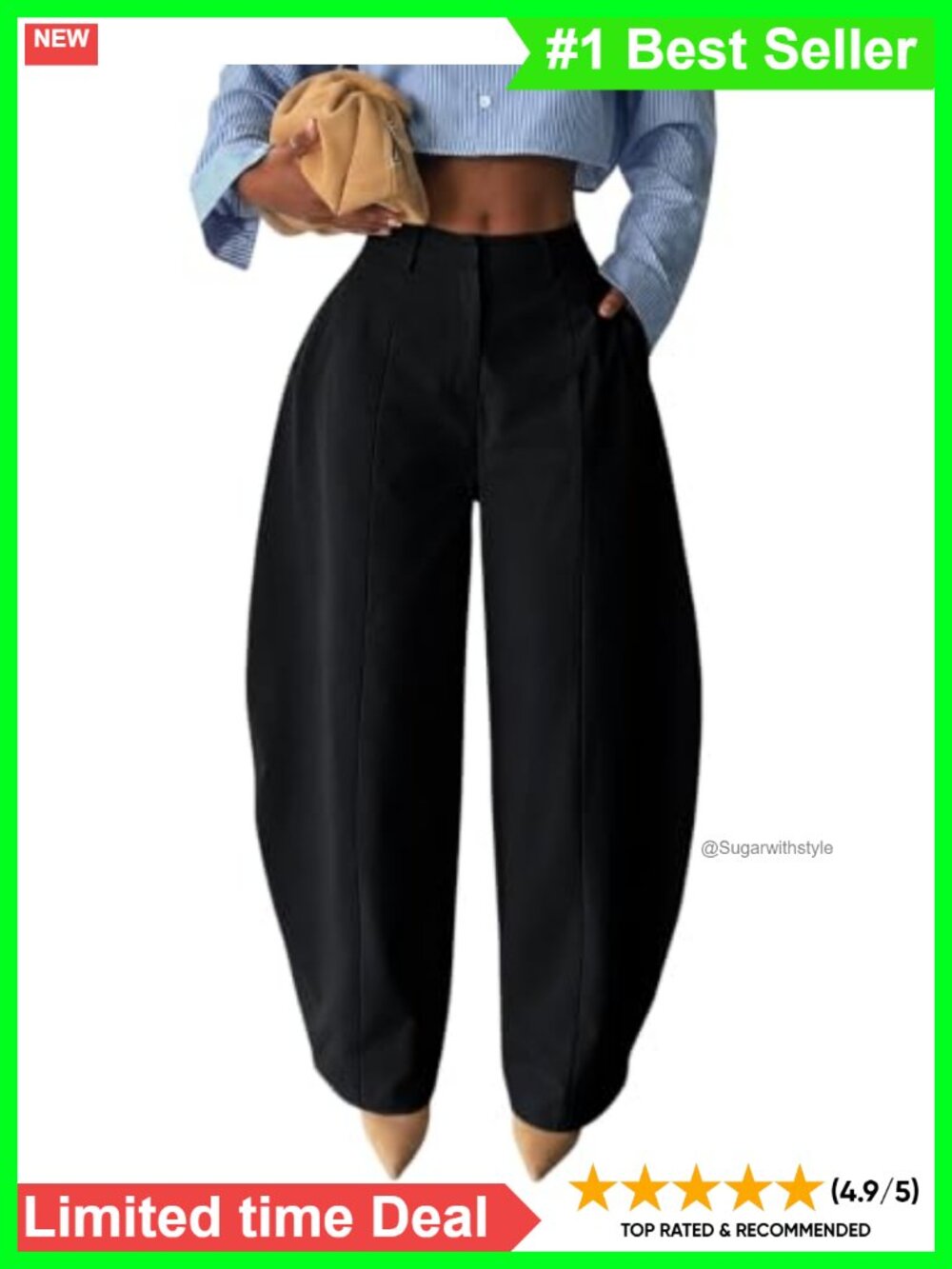 Women's Barrel Dress Pants High Waisted Wide Leg Cargo Balloon Trousers